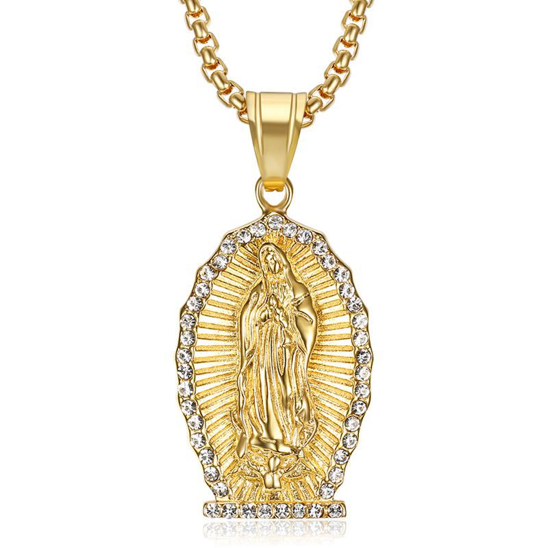 Planderful Everyday Genie Hip Hop Necklace Titanium Steel Gold Plated Rhinestone Pendant For Hip Hop Fans