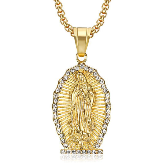 Planderful Everyday Genie Hip Hop Necklace Titanium Steel Gold Plated Rhinestone Pendant For Hip Hop Fans