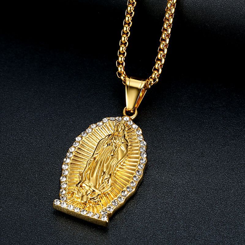 Planderful Everyday Genie Hip Hop Necklace Titanium Steel Gold Plated Rhinestone Pendant For Hip Hop Fans