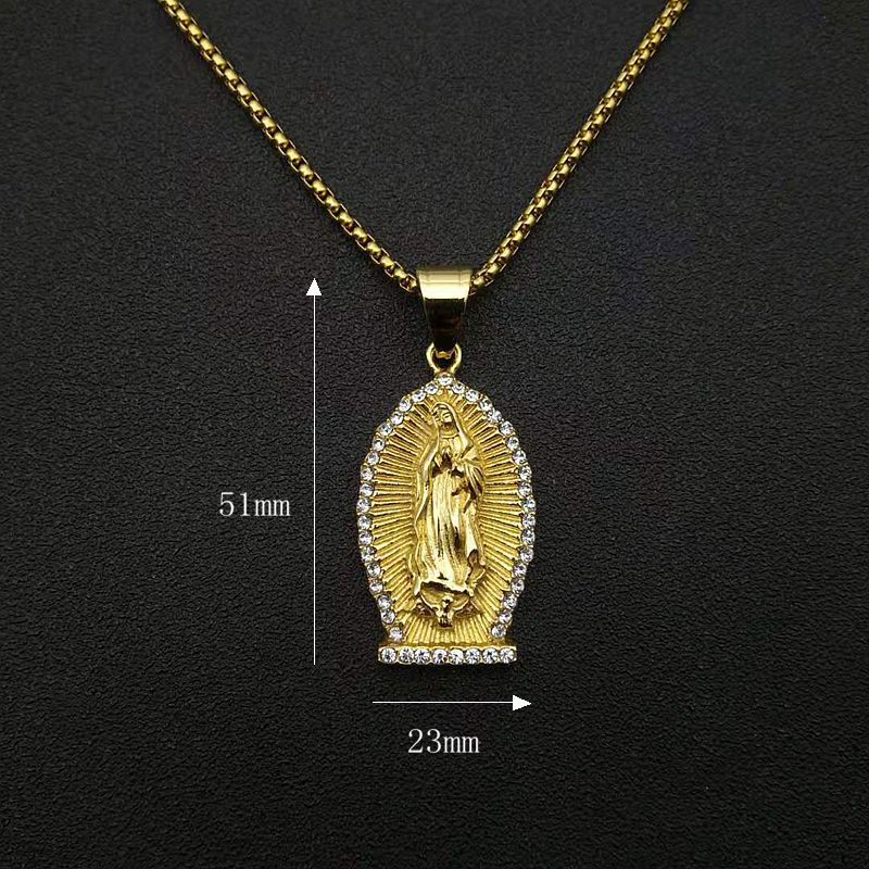 Planderful Everyday Genie Hip Hop Necklace Titanium Steel Gold Plated Rhinestone Pendant For Hip Hop Fans