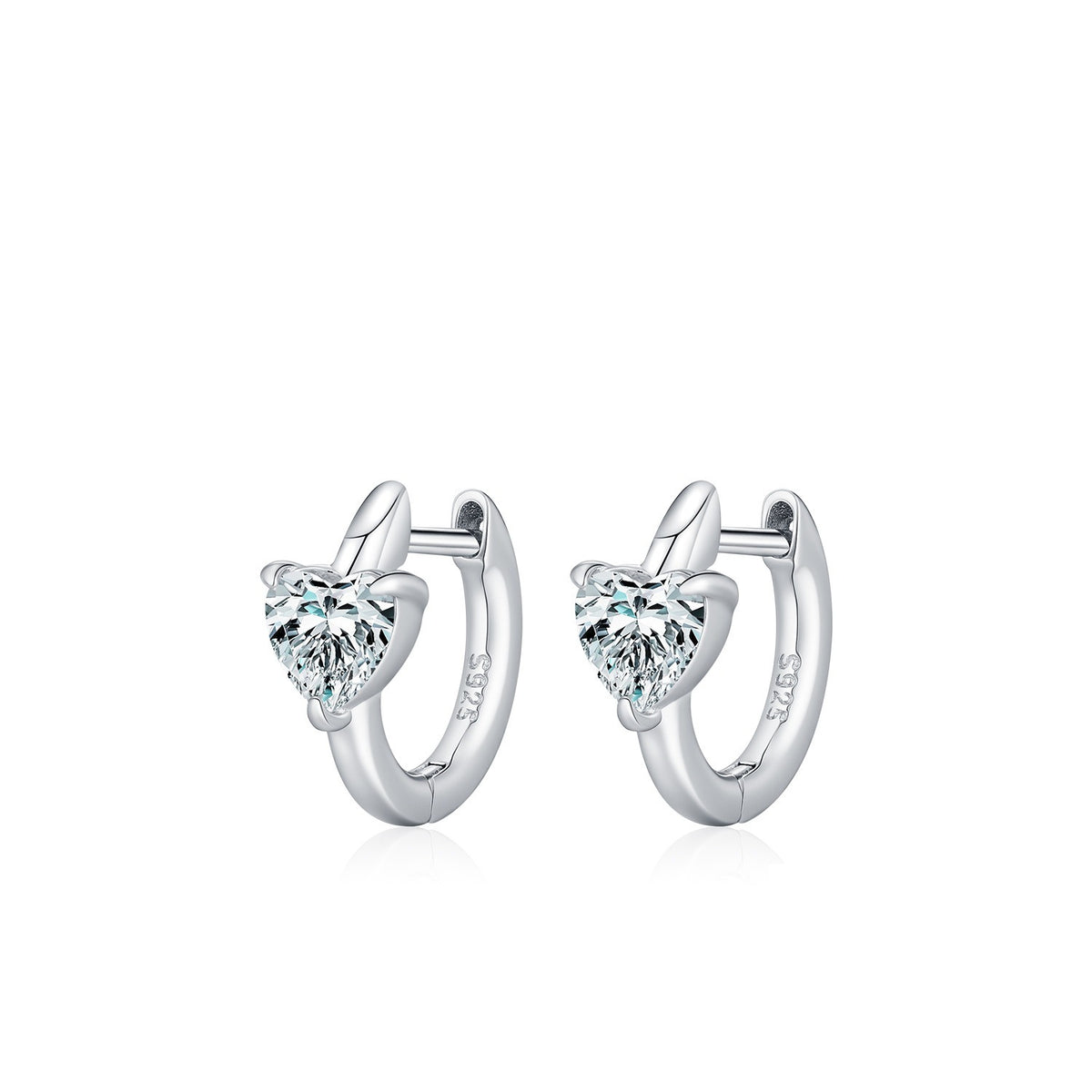 925 Sterling Silver Geometric Moissanite Hoop Earrings
