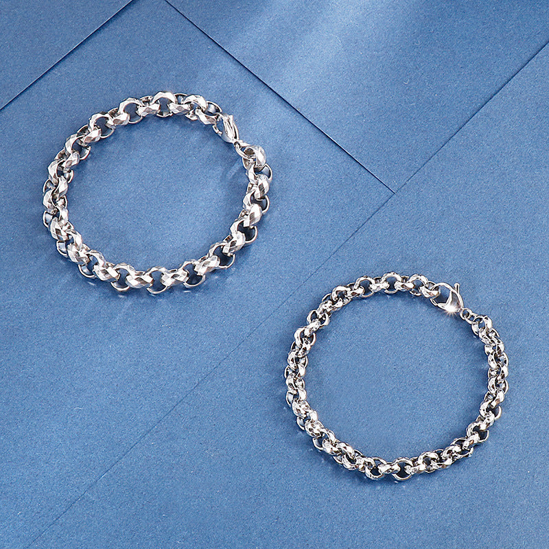 Stainless Steel Men's Bracelet – Square Pearl Rhombus Necklace Set