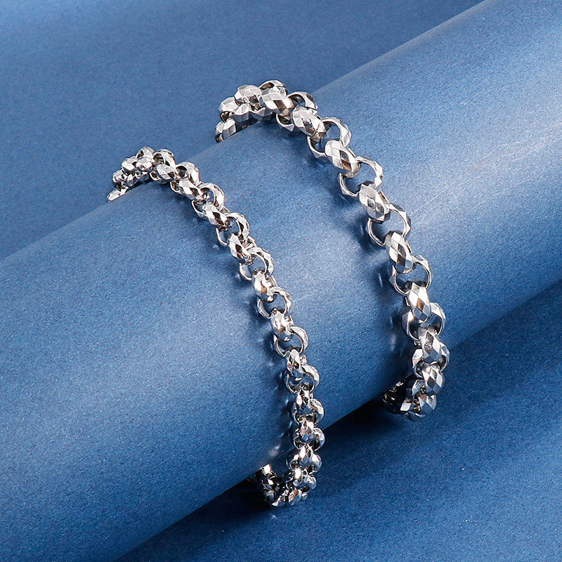 Stainless Steel Men's Bracelet – Square Pearl Rhombus Necklace Set