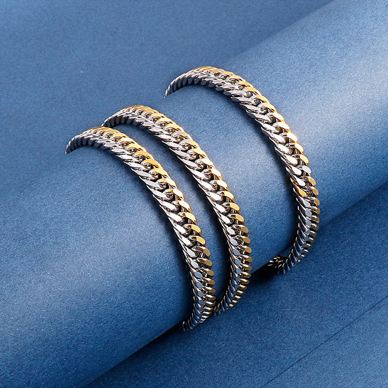 Elegant Metal Whip Chain Bracelet and Necklace Set for Men - Japan and South Korea Inspired Fashion