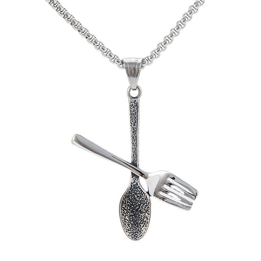 Planderful Titanium Spoon Fork Pendant For Unisex Hipster Tableware Durable Statement Jewelry