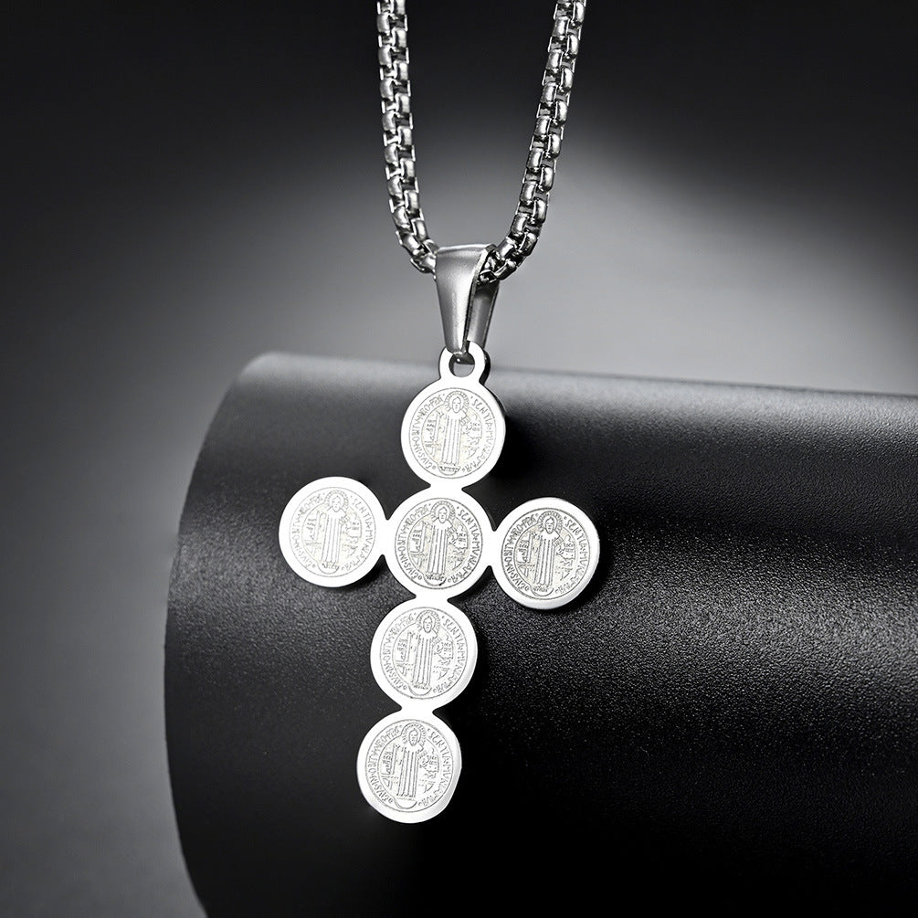 Planderful Everyday Genie Cross Necklace Titanium Steel Pendant for Men Women Jewelry Gift