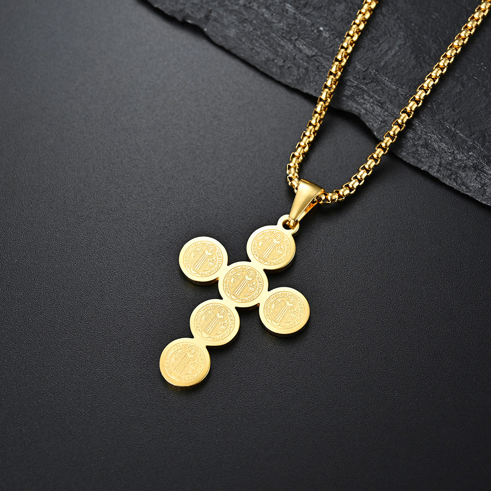 Planderful Everyday Genie Cross Necklace Titanium Steel Pendant for Men Women Jewelry Gift