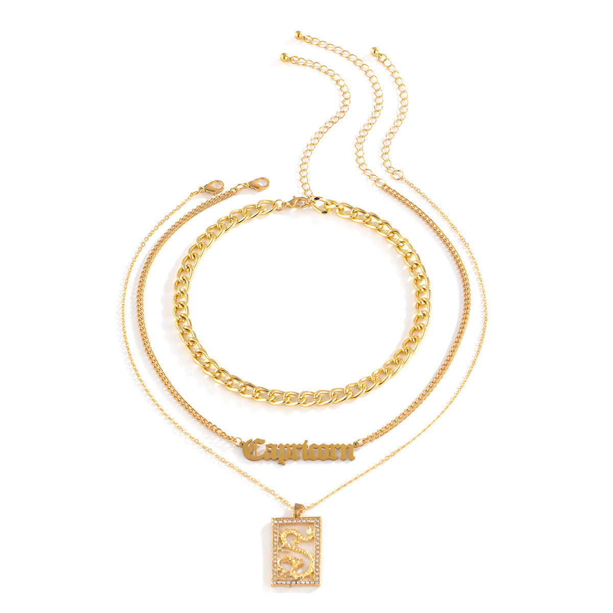Geometric Letter Necklace For Women By Planderful Vienna Verve, Personalized Zircon Dragon Layered Statement