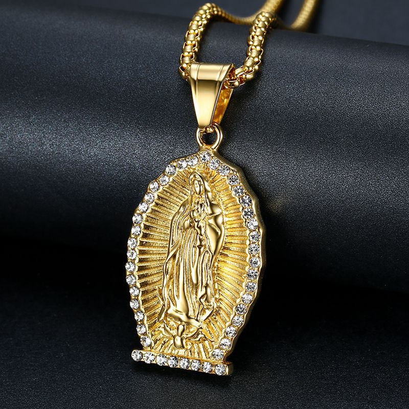 Planderful Everyday Genie Hip Hop Necklace Titanium Steel Gold Plated Rhinestone Pendant For Hip Hop Fans