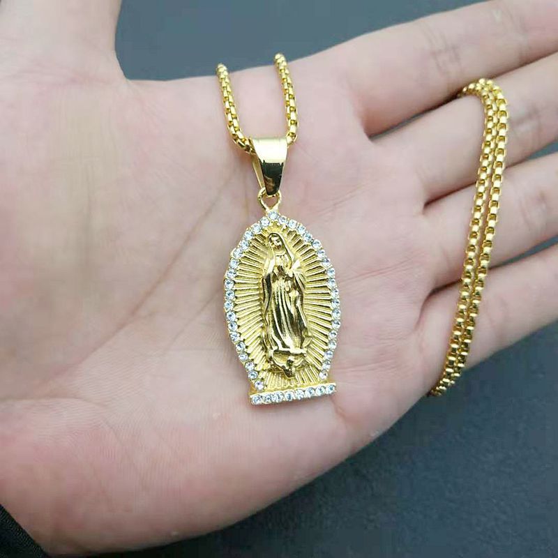 Planderful Everyday Genie Hip Hop Necklace Titanium Steel Gold Plated Rhinestone Pendant For Hip Hop Fans