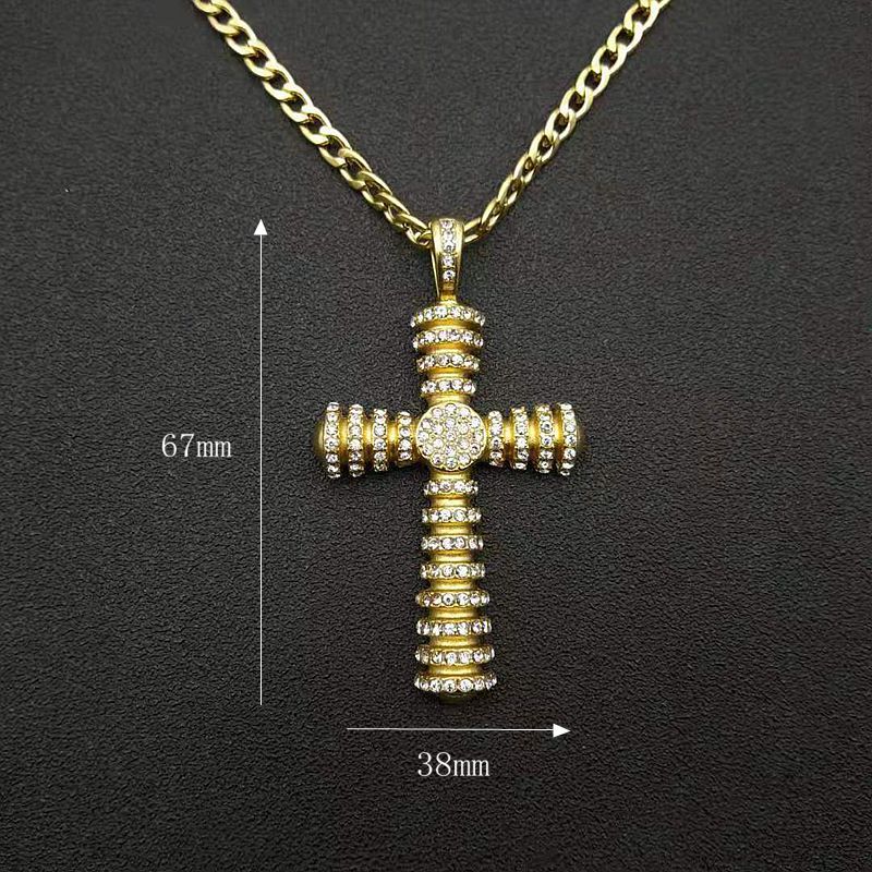 Titanium Steel Necklace – Statement Hip Hop Cross Pendant