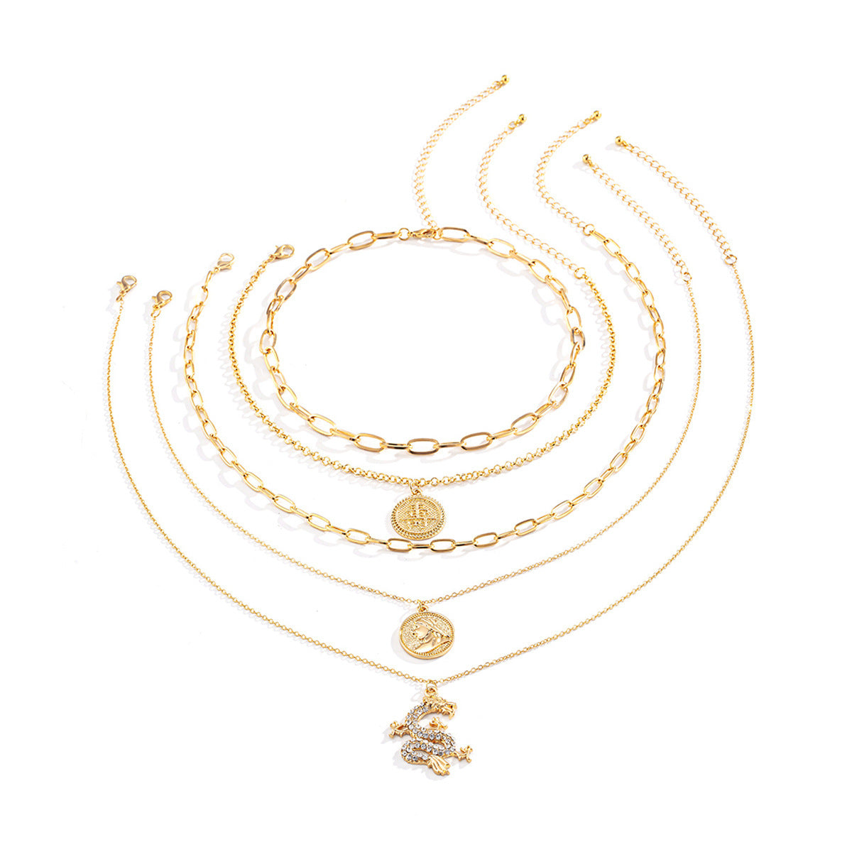 Planderful Dragon Necklace For Women Vienna Verve Multi Layer Geometric Pendant With Zircon Statement