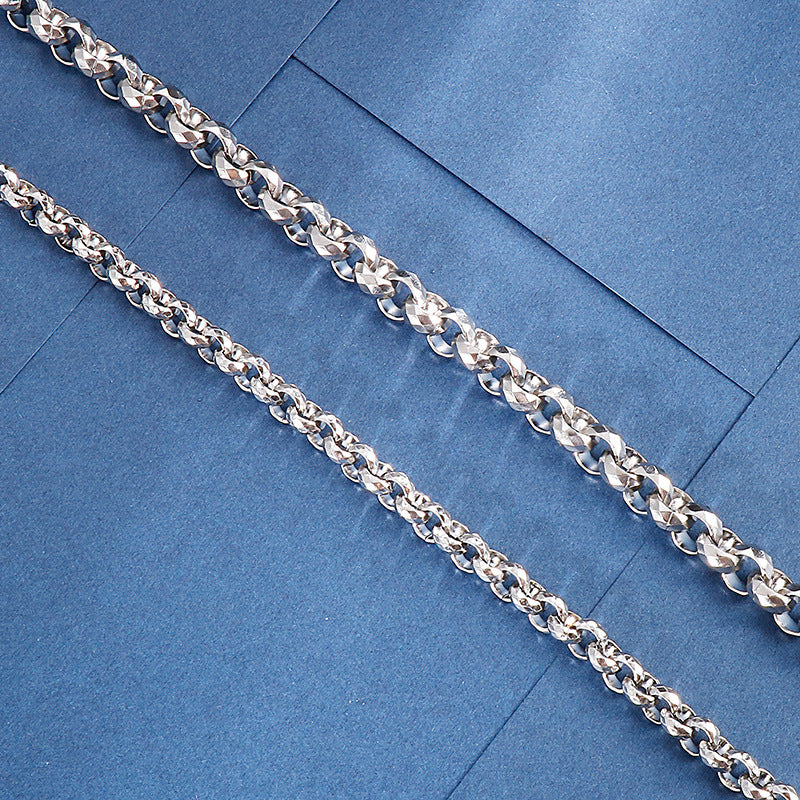 Stainless Steel Men's Bracelet – Square Pearl Rhombus Necklace Set