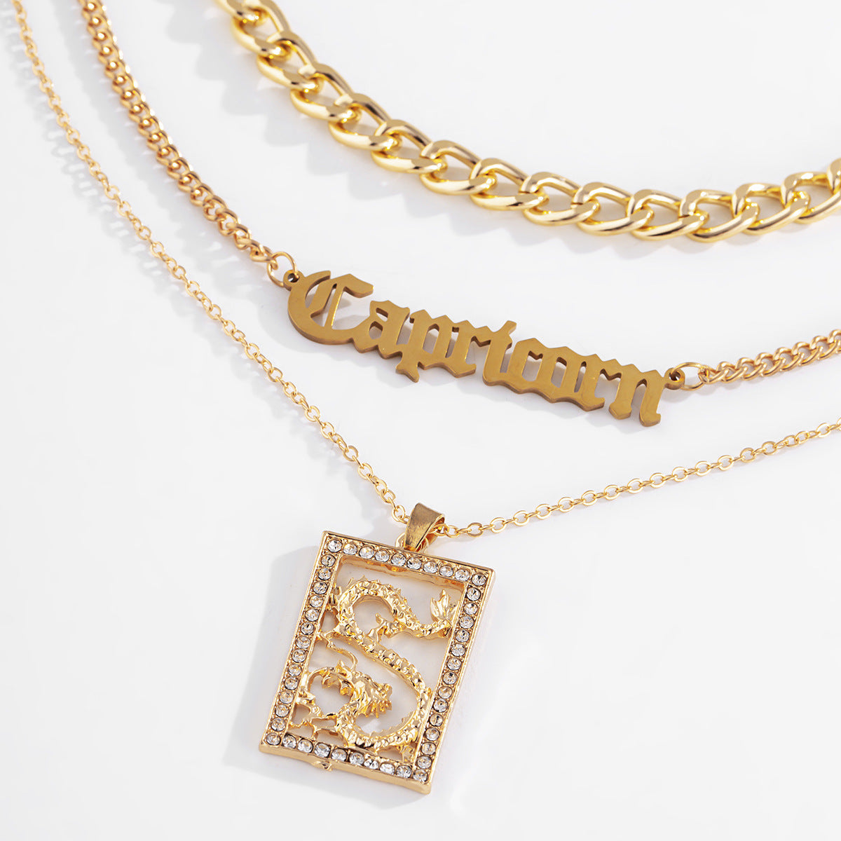 Geometric Letter Necklace For Women By Planderful Vienna Verve, Personalized Zircon Dragon Layered Statement