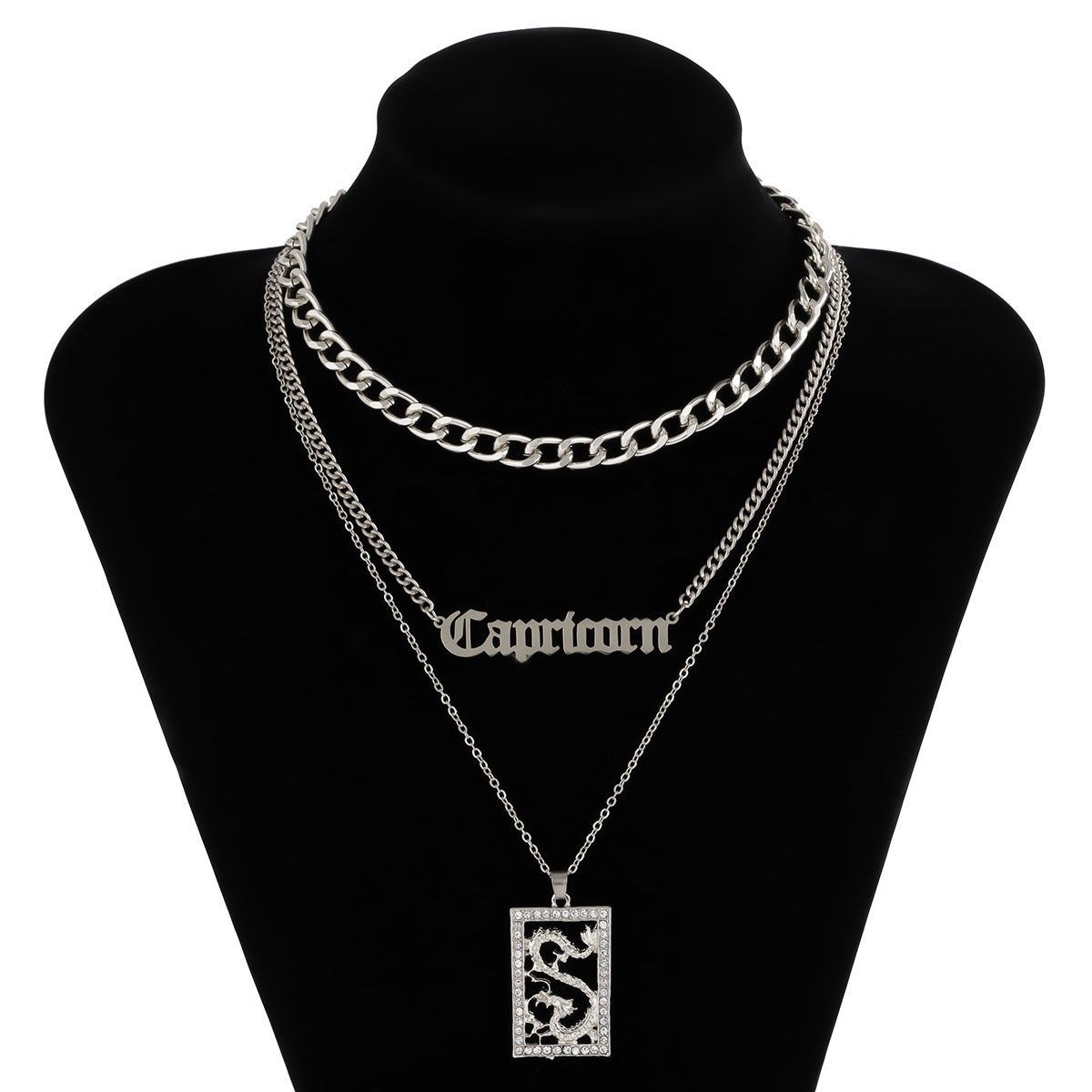 Geometric Letter Necklace For Women By Planderful Vienna Verve, Personalized Zircon Dragon Layered Statement