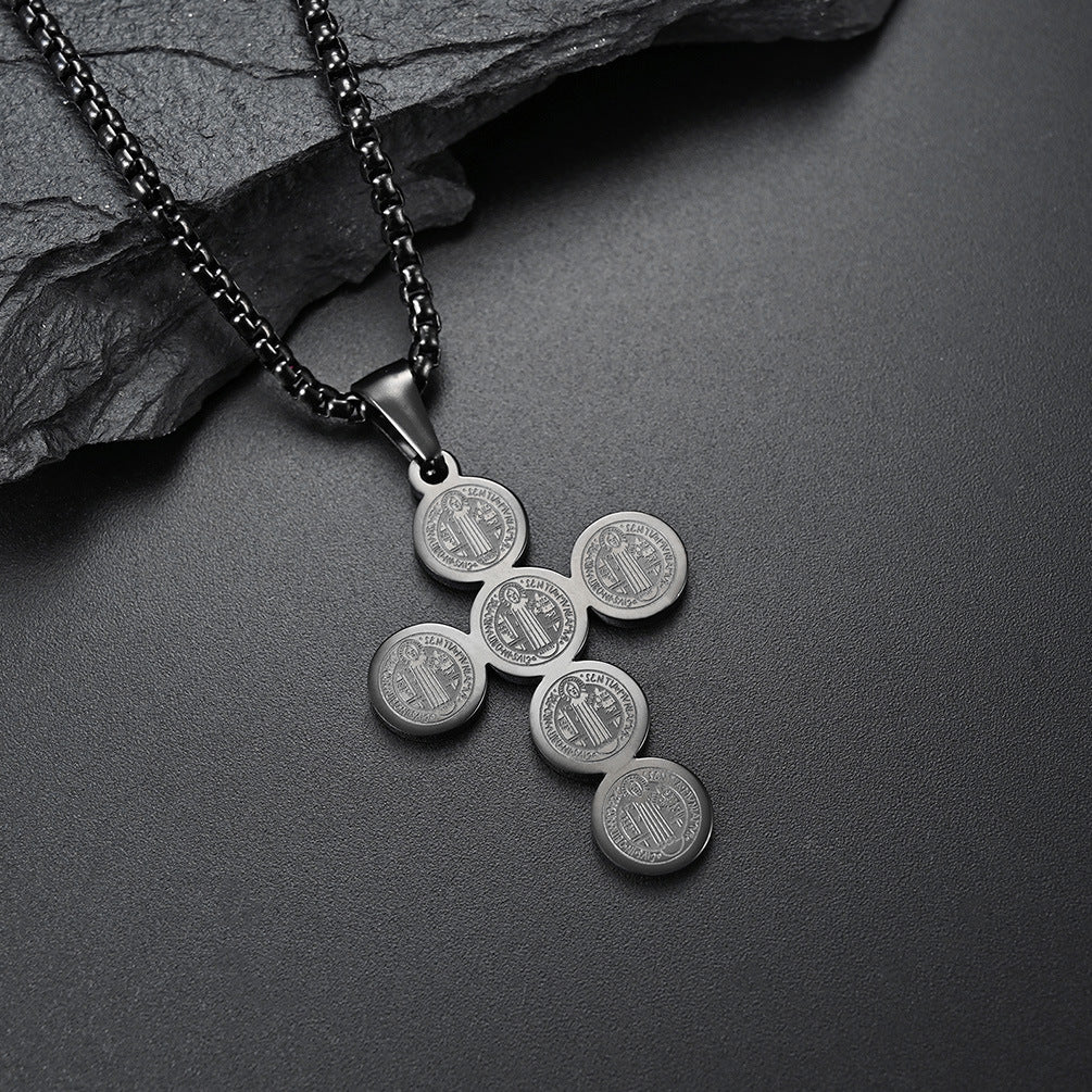 Elegant Titanium Steel Cross Pendant Necklace for Men