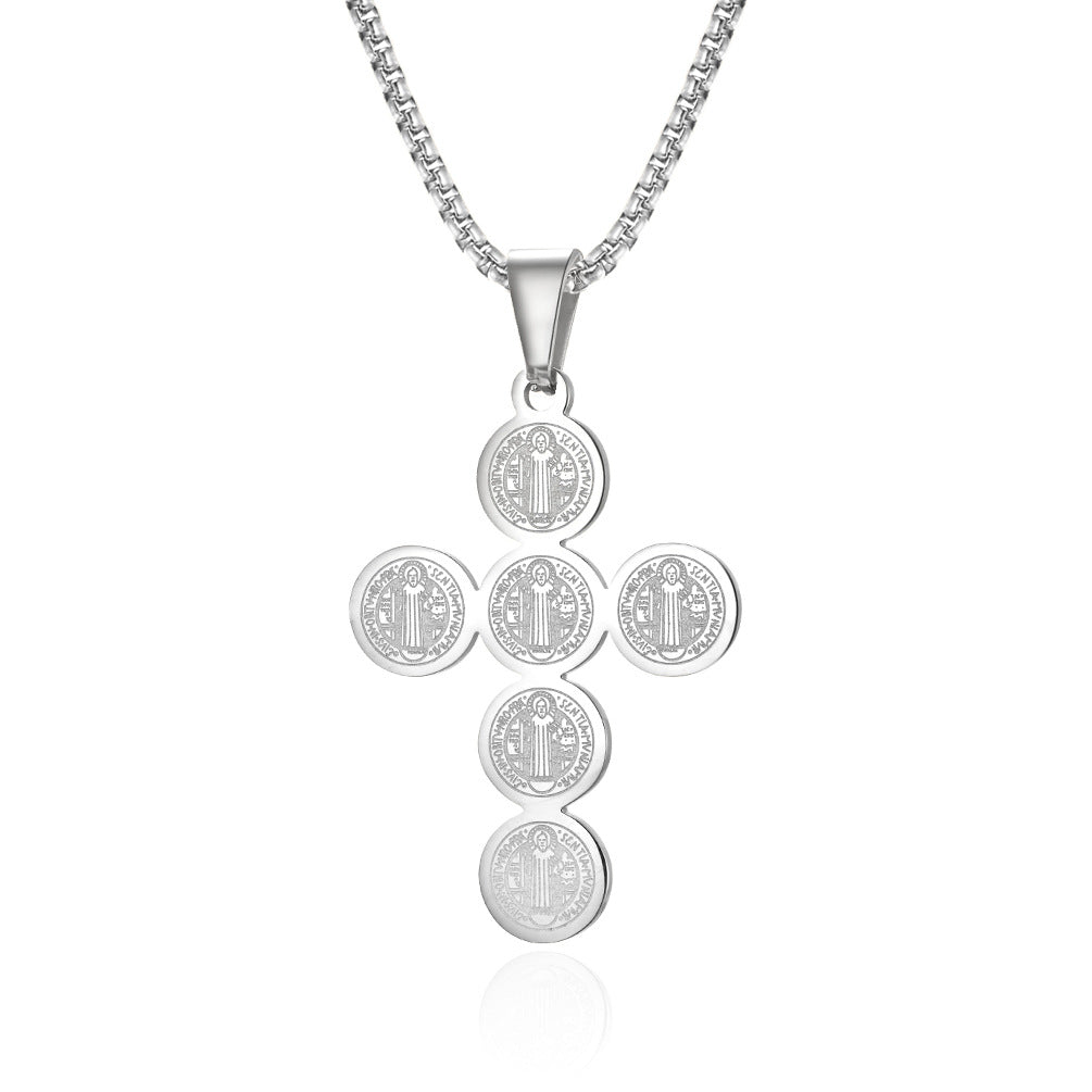 Planderful Everyday Genie Cross Necklace Titanium Steel Pendant for Men Women Jewelry Gift