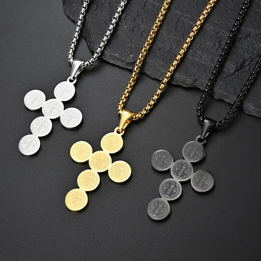 Elegant Titanium Steel Cross Pendant Necklace for Men
