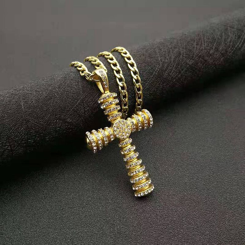 Titanium Steel Necklace – Statement Hip Hop Cross Pendant