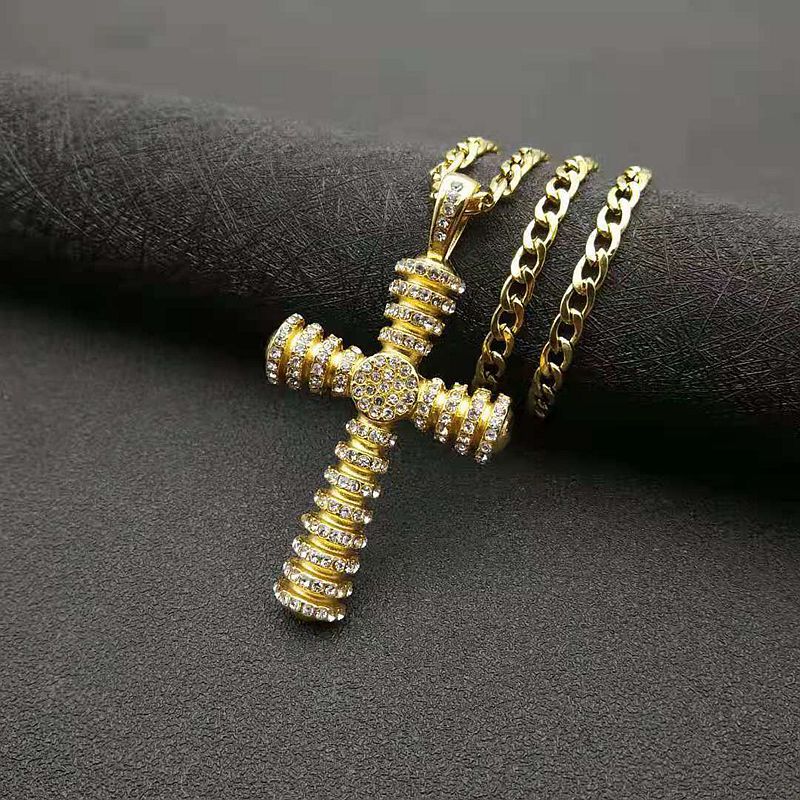 Titanium Steel Necklace – Statement Hip Hop Cross Pendant