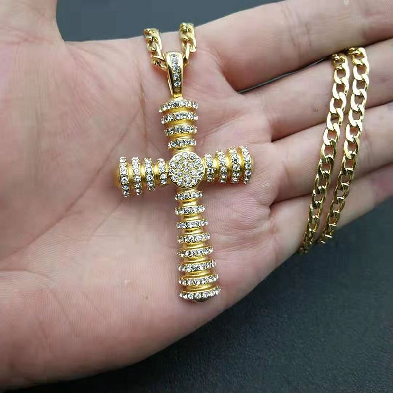 Titanium Steel Necklace – Statement Hip Hop Cross Pendant
