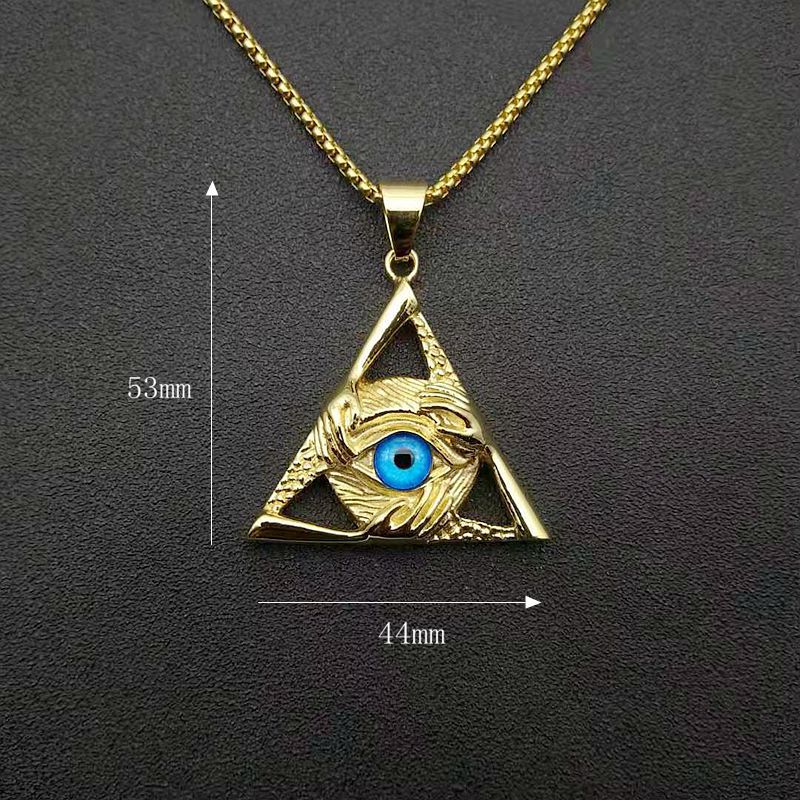 Stainless Steel Men's Hip Hop Necklace by Planderful Featuring Triangular Skull Devil's Eye Pendant