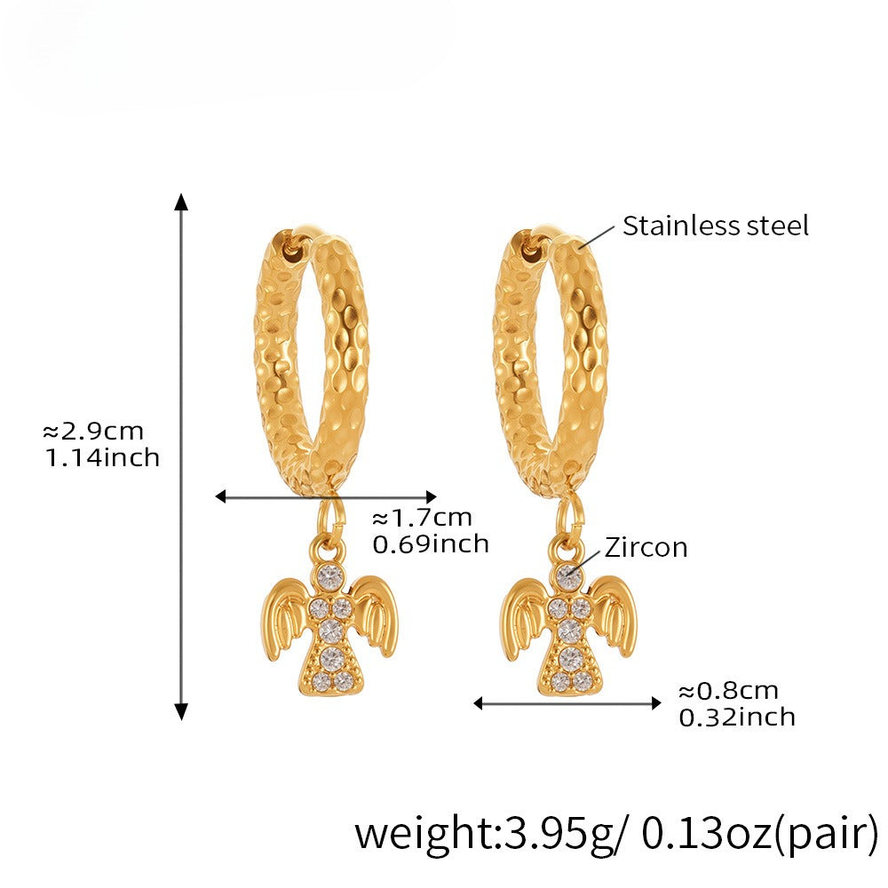 Planderful Zircon Angel Pendant Earrings For Women