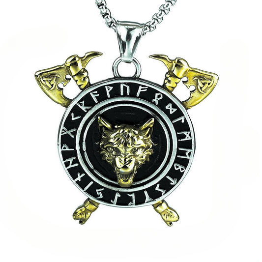 European and American Style Nordic Viking Rune Wolf Pendant