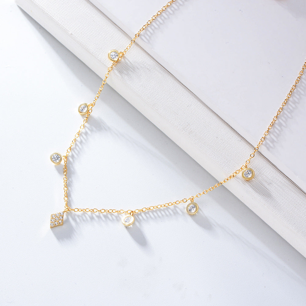 Style S925 Sterling Silver Inlaid Zircon Choker Necklace Femininity Sexy Short