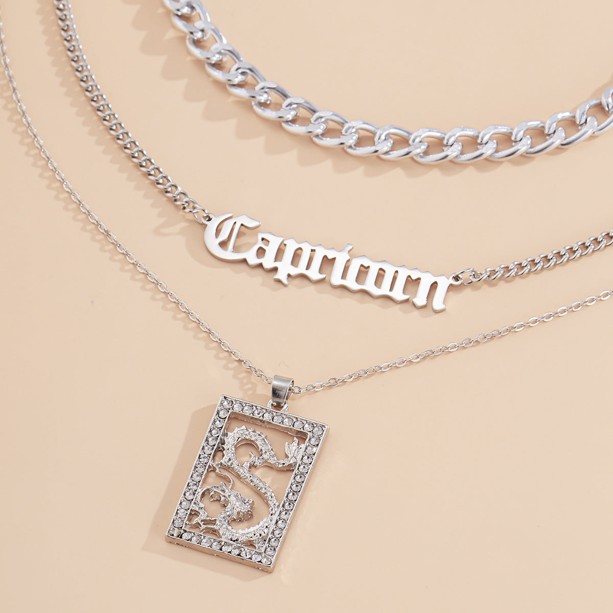 Geometric Letter Necklace For Women By Planderful Vienna Verve, Personalized Zircon Dragon Layered Statement