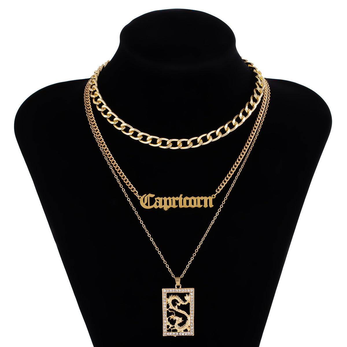 Geometric Letter Necklace For Women By Planderful Vienna Verve, Personalized Zircon Dragon Layered Statement