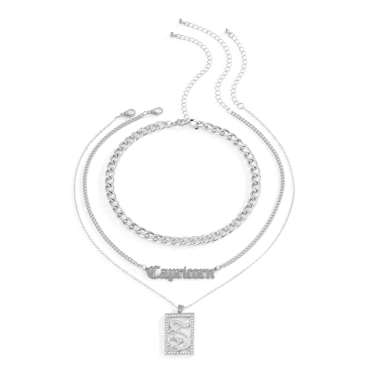 Geometric Letter Necklace For Women By Planderful Vienna Verve, Personalized Zircon Dragon Layered Statement