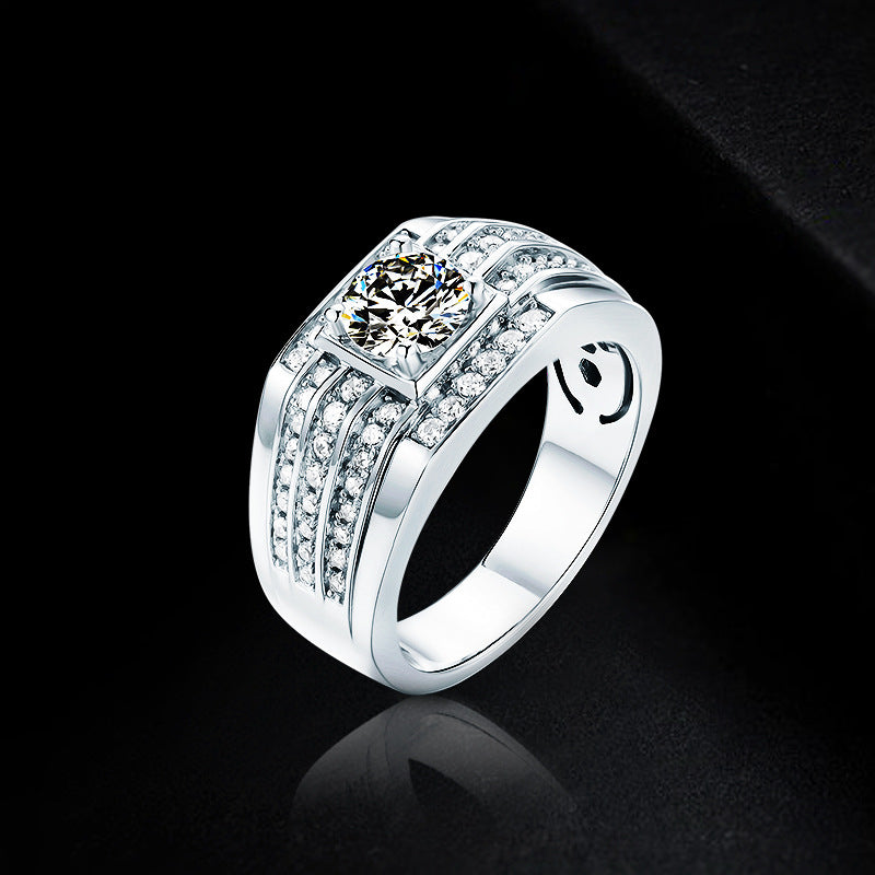 Fashion Luxury Mozambican Men's Ring S925 Silver Moissanite