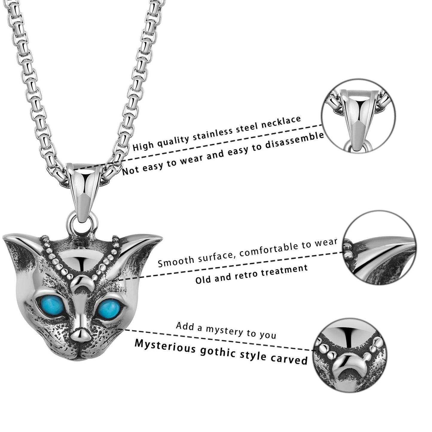 Steel Necklace - Vintage Punk Goth Moon Muse