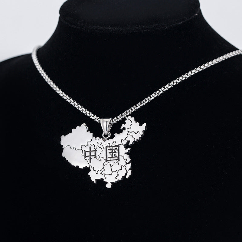 Stainless Steel Necklace – Statement Map Design