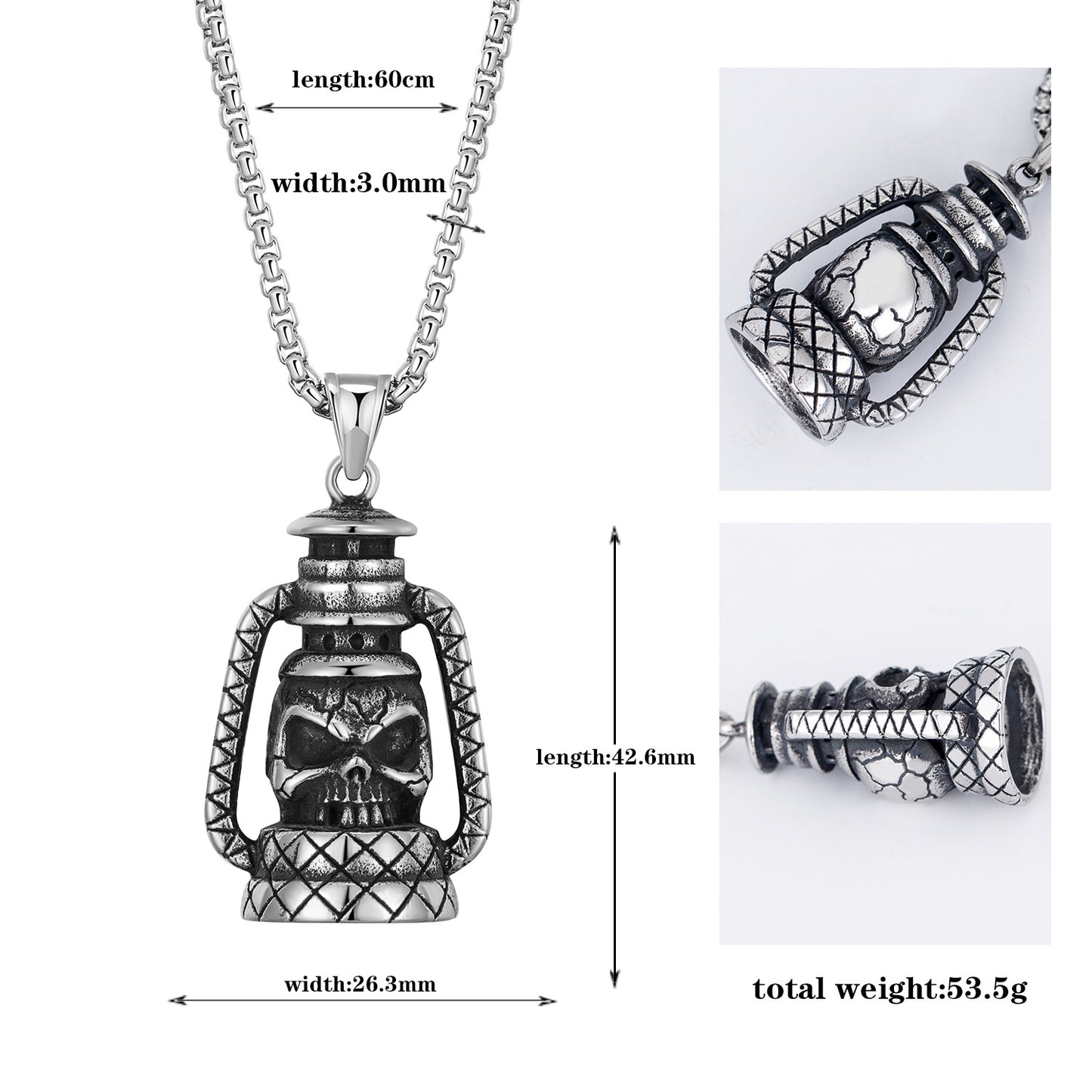 Stainless Steel Necklace - Statement Men's Skull Pendant