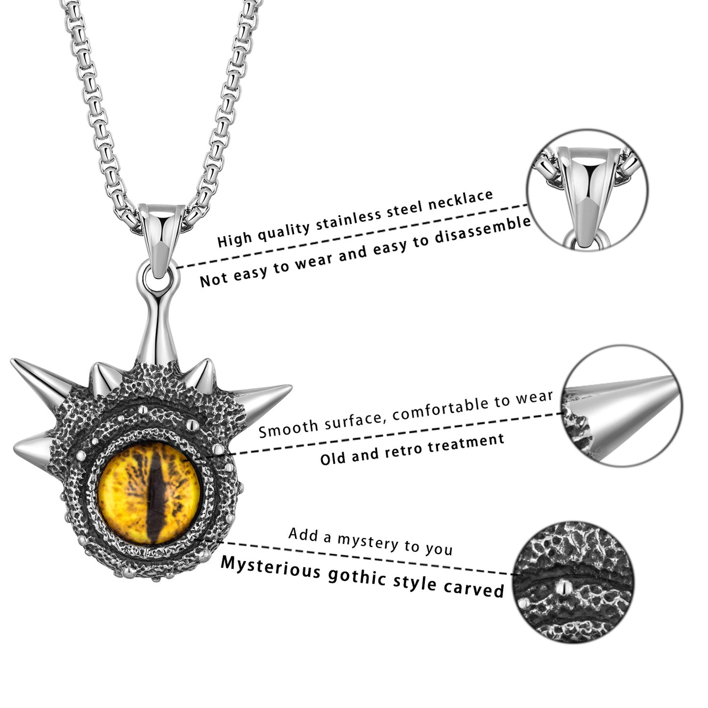Steel Necklace – Vintage Men's Devil's Eye