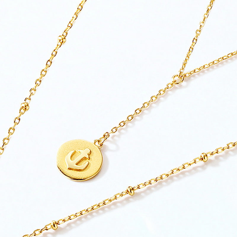 Navigator Round Shape Mother of Pearl Double Layer Sterling Silver Necklace