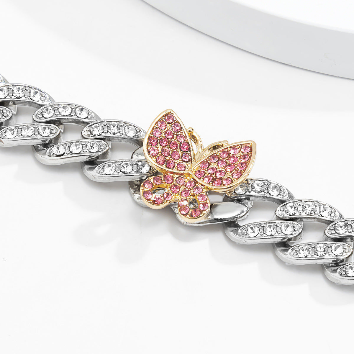 Planderful Vienna Verve Butterfly Bracelet For Women Cuban Buckle Bold Retro Zircon Color