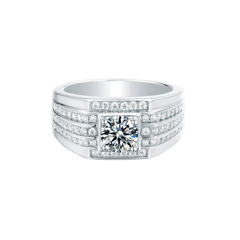 Fashion Luxury Mozambican Men's Ring S925 Silver Moissanite