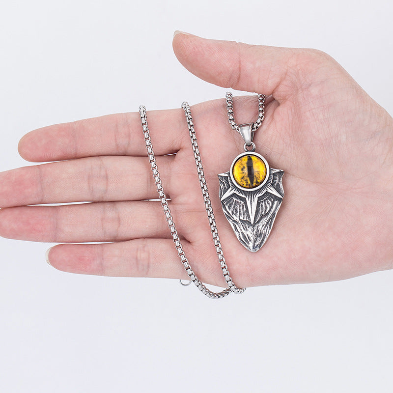 Steel Necklace – Vintage Eyeball Pendant for Everyday Style by Planderful Jewelry