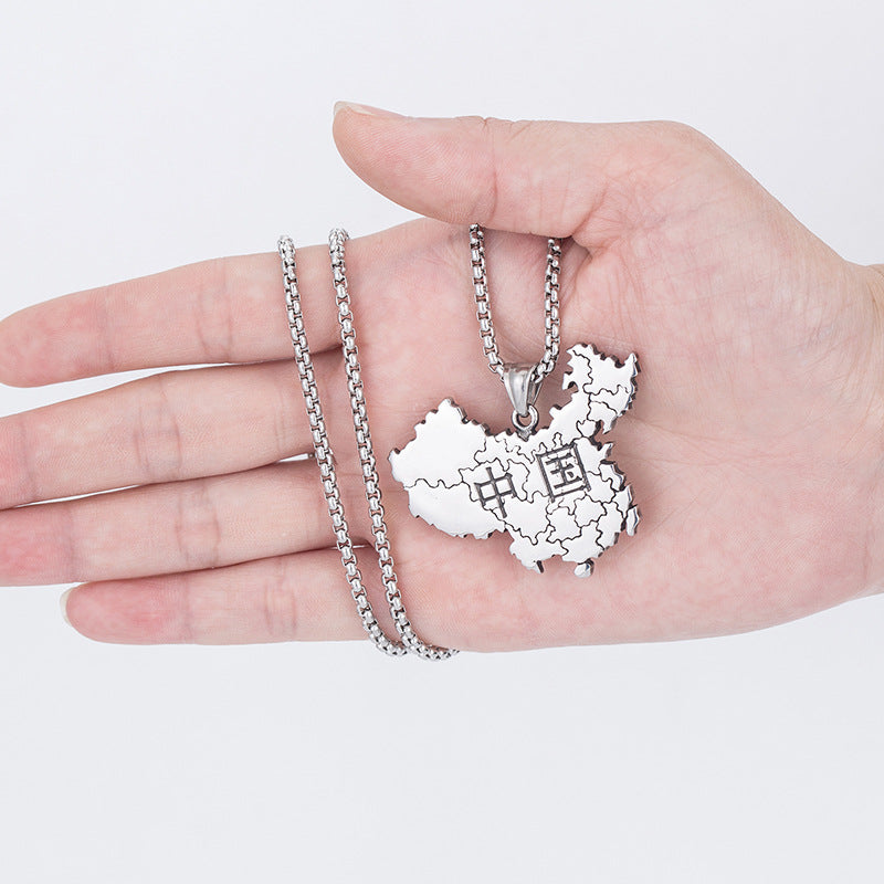 Stainless Steel Necklace – Statement Map Design