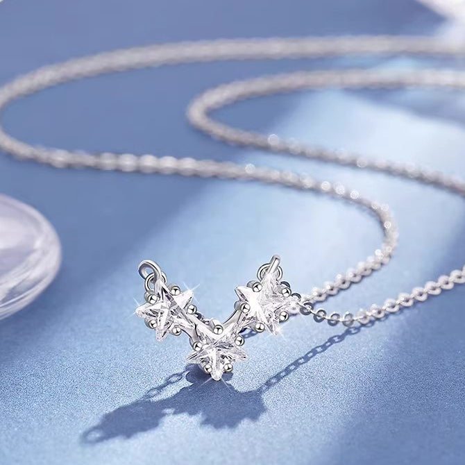 New 925 Sterling Silver Necklace Female Star Pendant Gift