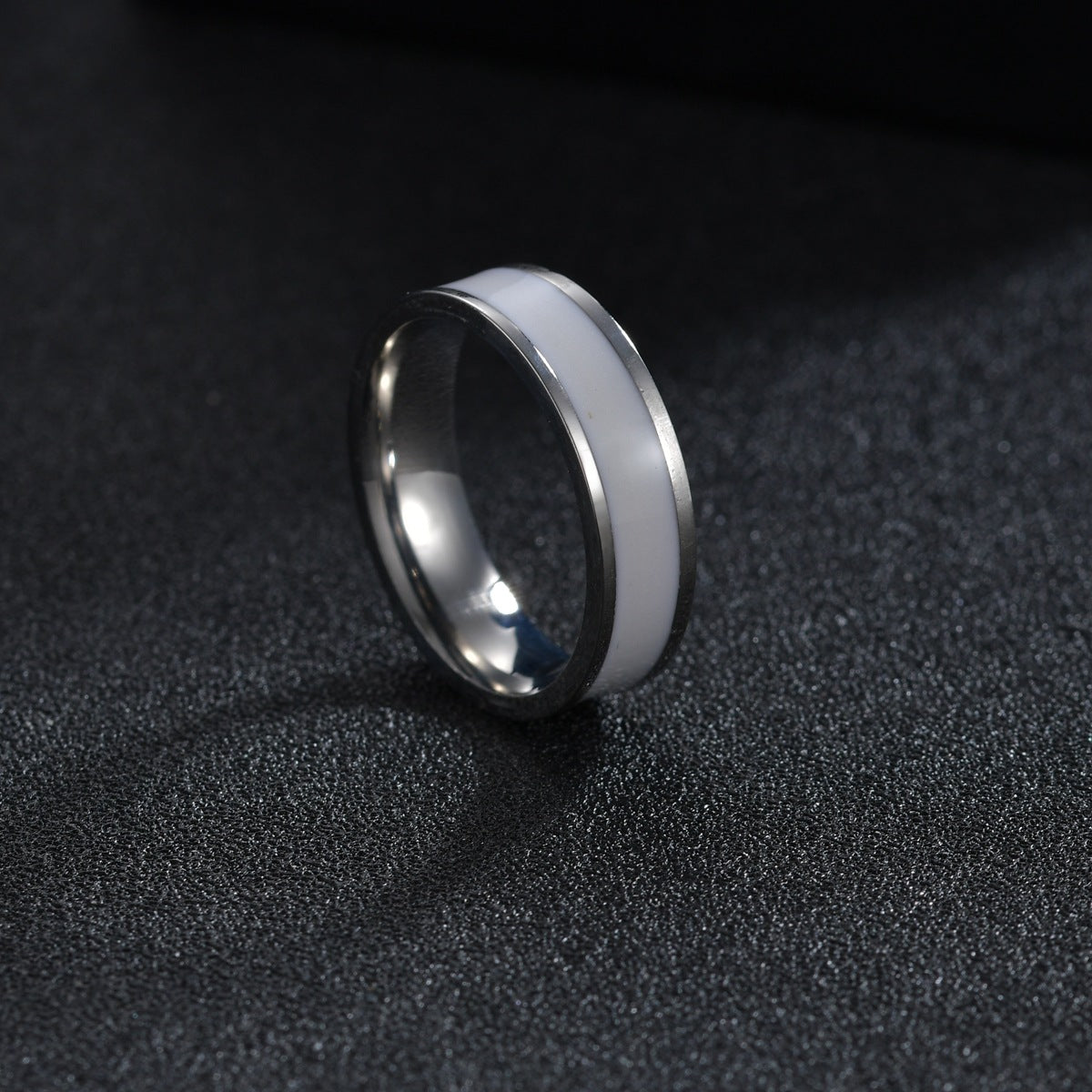 Black and White Titanium Couple Ring Set - Everyday Genie Collection