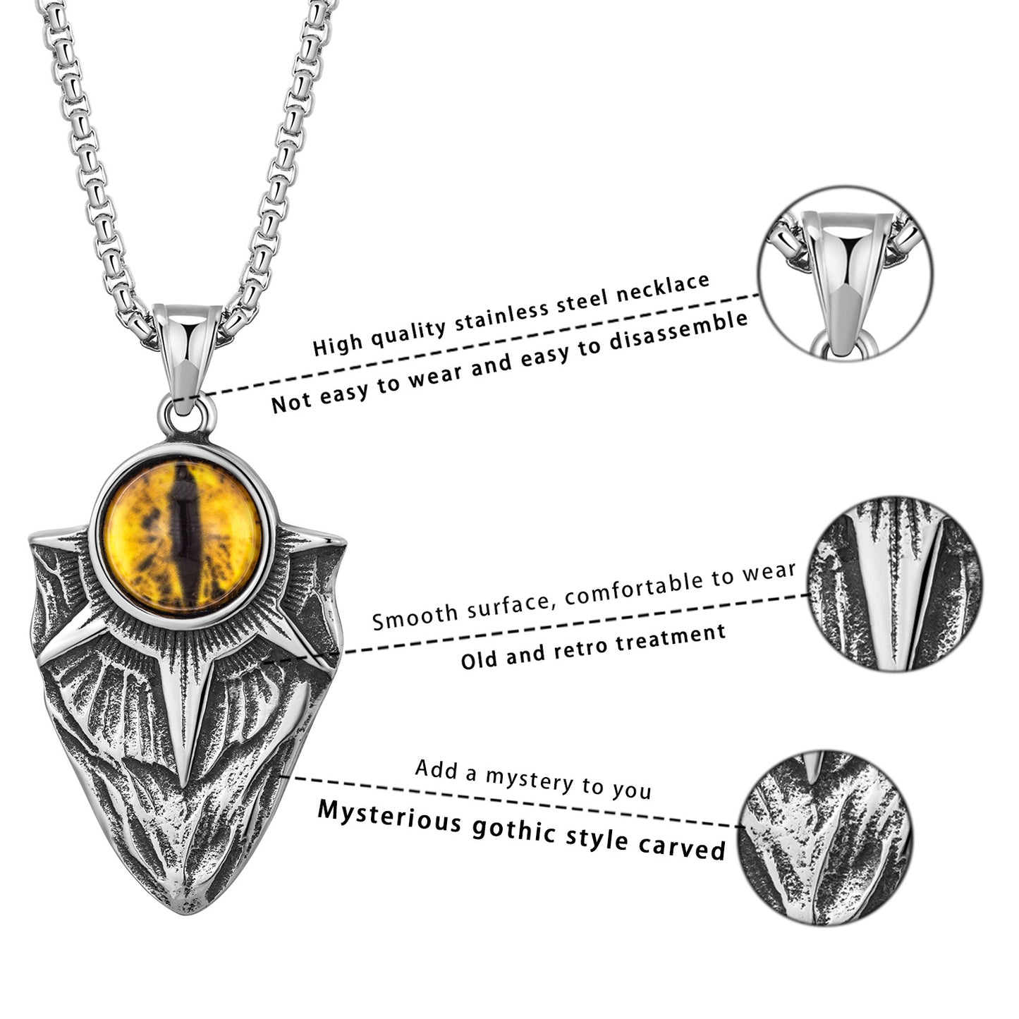 Steel Necklace – Vintage Eyeball Pendant for Everyday Style by Planderful Jewelry