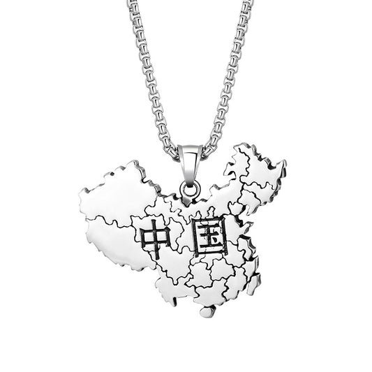 Stainless Steel Necklace – Statement Map Design