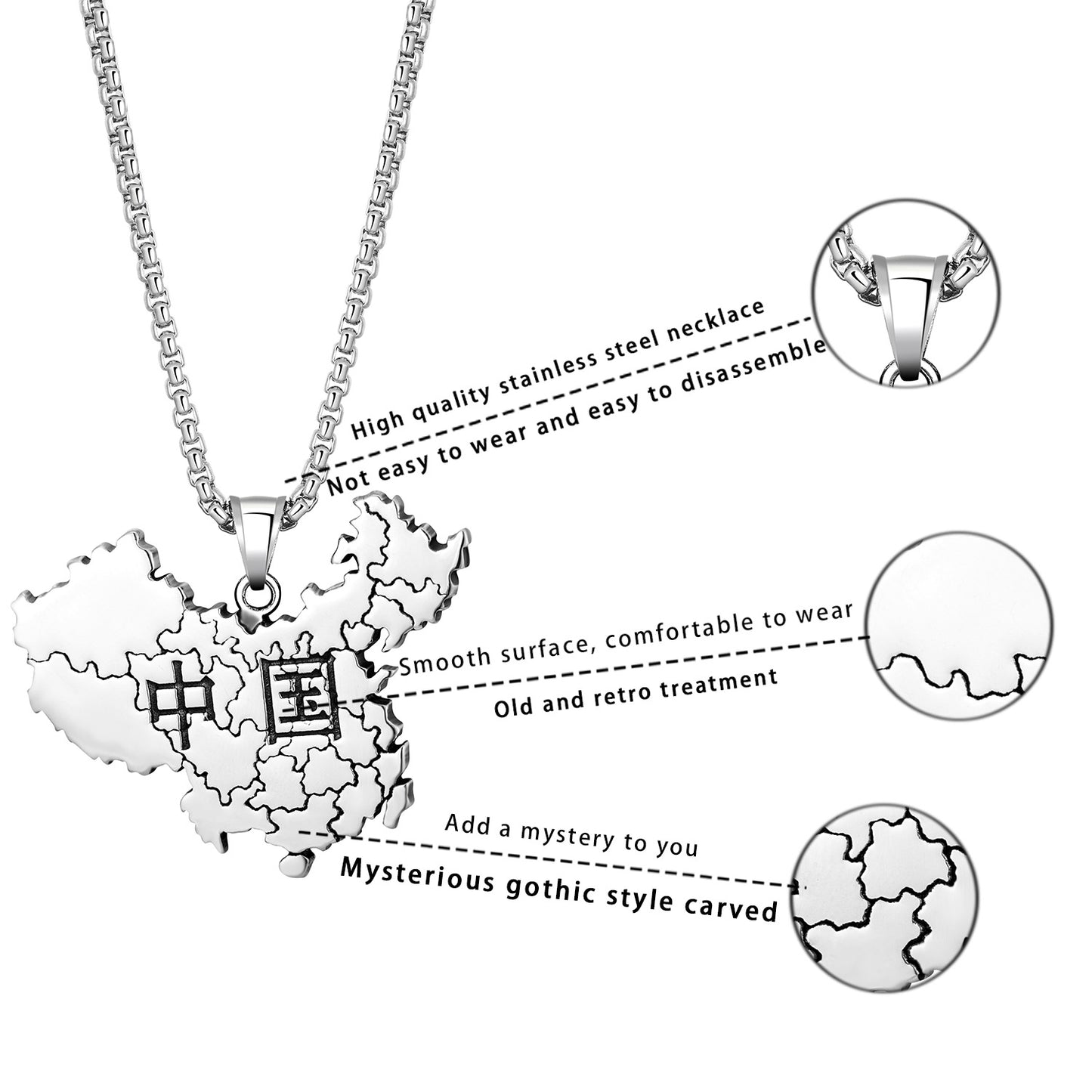 Stainless Steel Necklace – Statement Map Design