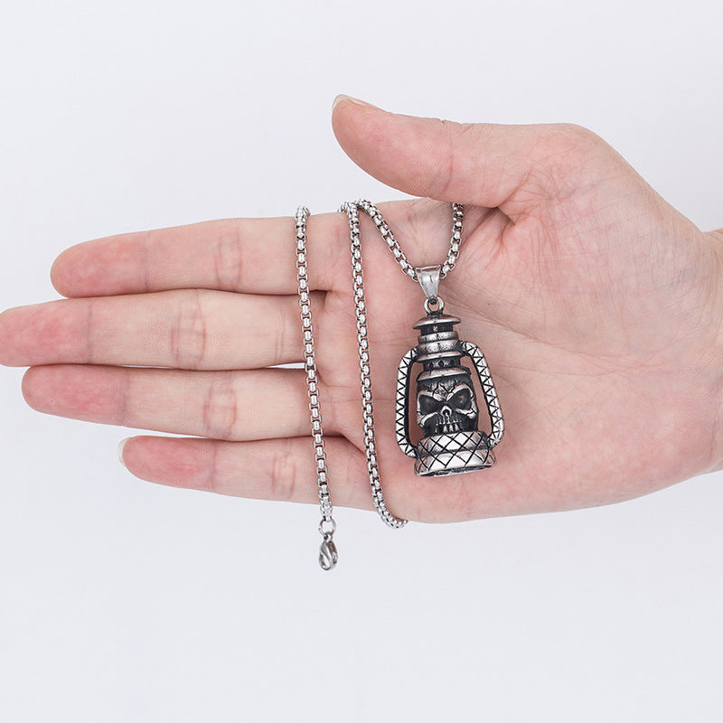 Stainless Steel Necklace - Statement Men's Skull Pendant