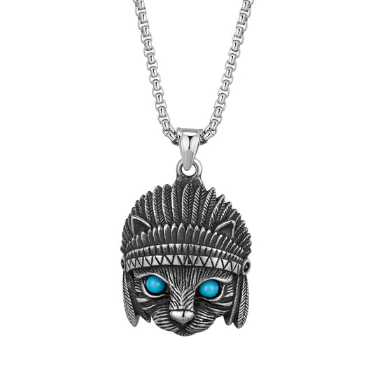 Steel Necklace – Vintage Hip Hop Feather Pendant