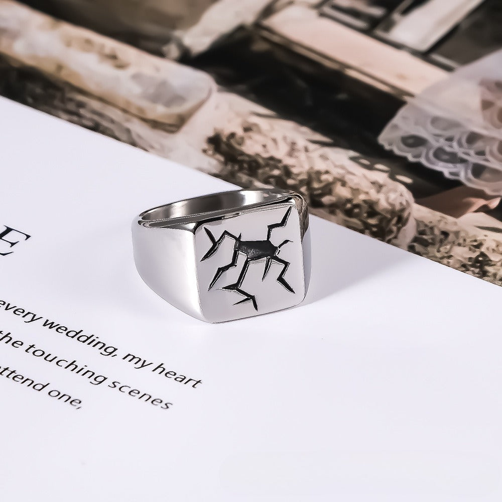 European American Spider Crack Titanium Ring For Men